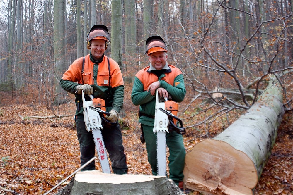 Waldarbeiter der Waldgemeinschaft Pfaffroda